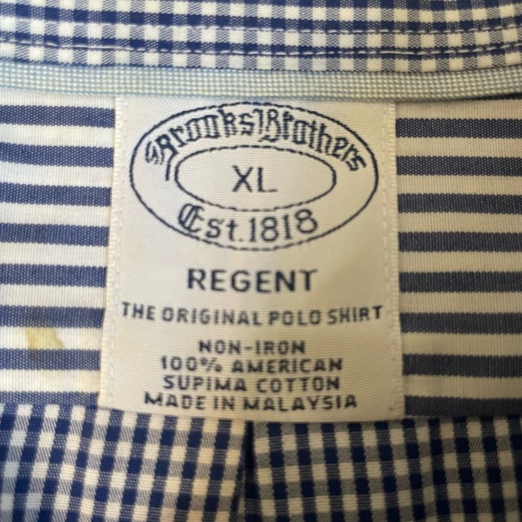Brooks brothers regent blue and white checkered button down men’s shirt size xl - Picture 4 of 4